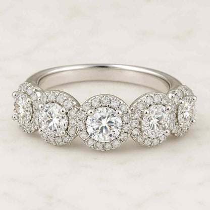 Diamond Engagement Ring Set Open Gap Wedding Ring Set Round Diamond Bridal Set Stacked Anniversary Ring Set