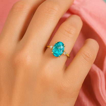 Diamond Ring For Wedding Gift 14K Solid Gold Bridal Ring Vintage 3ct Oval Lab Grown Diamond IGI Certified Engagement Ring with Side Stone Oval Diamond