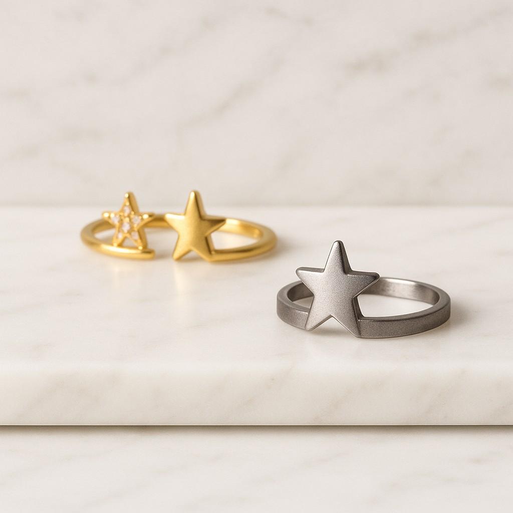 Diamond Star Wedding Band, Solid Gold Wedding BandS