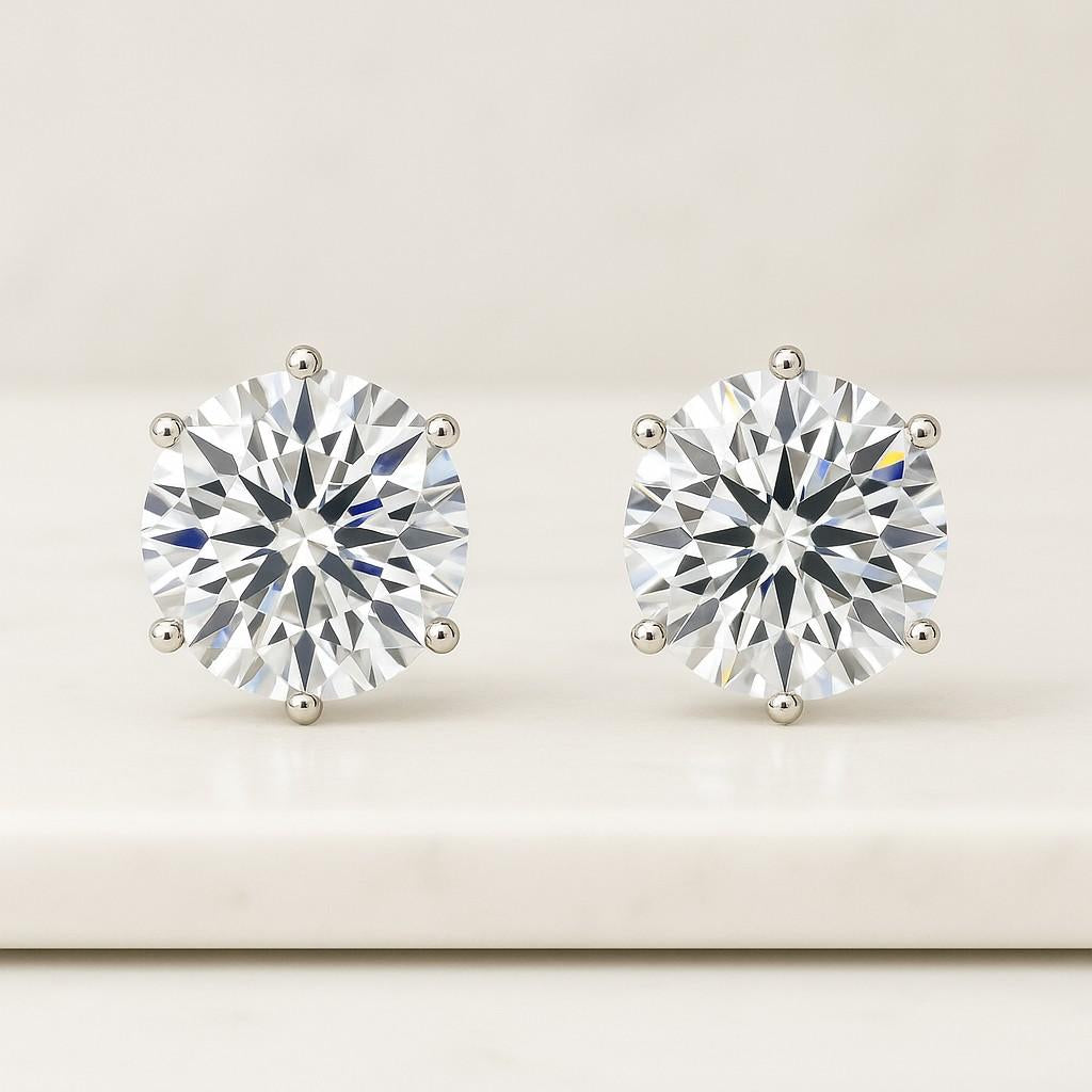 Natural Round Diamond Stud Earrings Classic Round Diamond Earrings White Gold Wedding Earrings