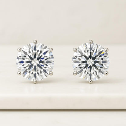Natural Round Diamond Stud Earrings Classic Round Diamond Earrings White Gold Wedding Earrings