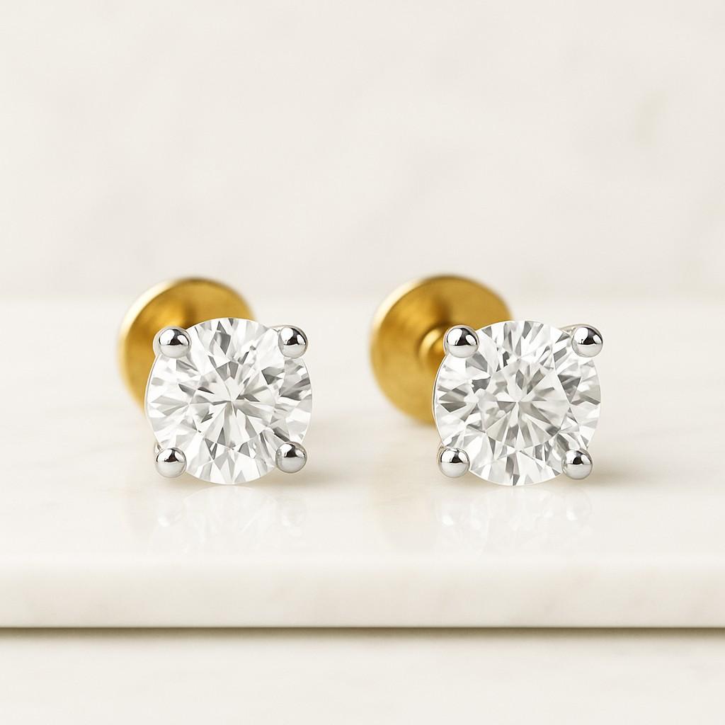Diamond Studs Genuine Diamond Studs Birthday Valentines Gift for her
