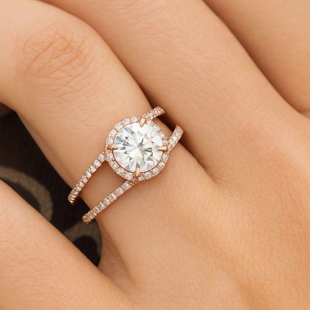 Diamond Wedding Ring Set Lab Grown Diamond Ring Stacked Engagement Ring Set Cluster Ring