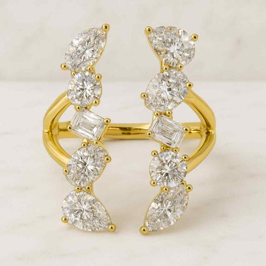 3CT Pear shaped Moissanite engagement ring Solid Rose Gold Ring Nature Inspired Flower Ring Natural diamond Ring Wedding Anniversary ring
