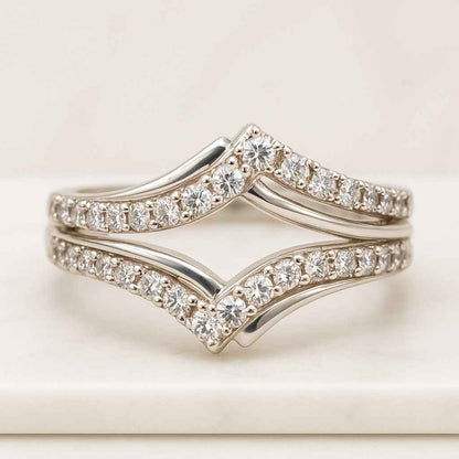 Diamond Adjustable Ring 14K Solid Gold Open Cuff Band Celestial Crescent Moon Rings for Women Sharp Side Moissanite Ring