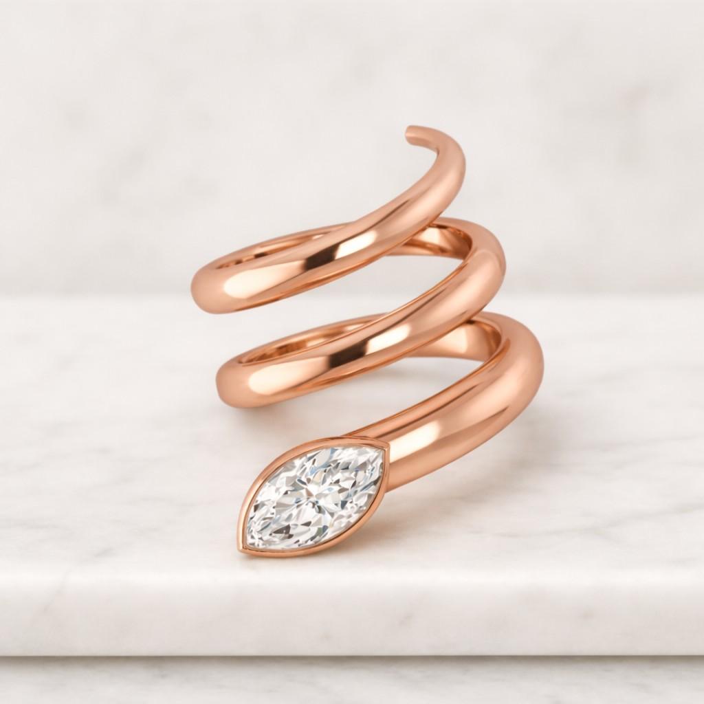 Diamond Bezel Spiral Ring