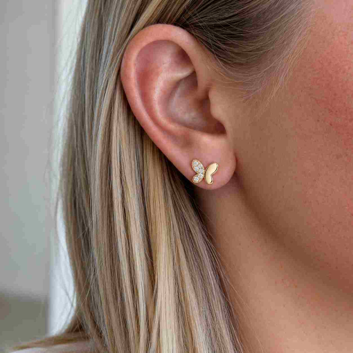 lab grown diamond butterfly earrings marquise & round cut studs dainty diamond earrings anniversary gift silver/gold/platinum wedding studs

