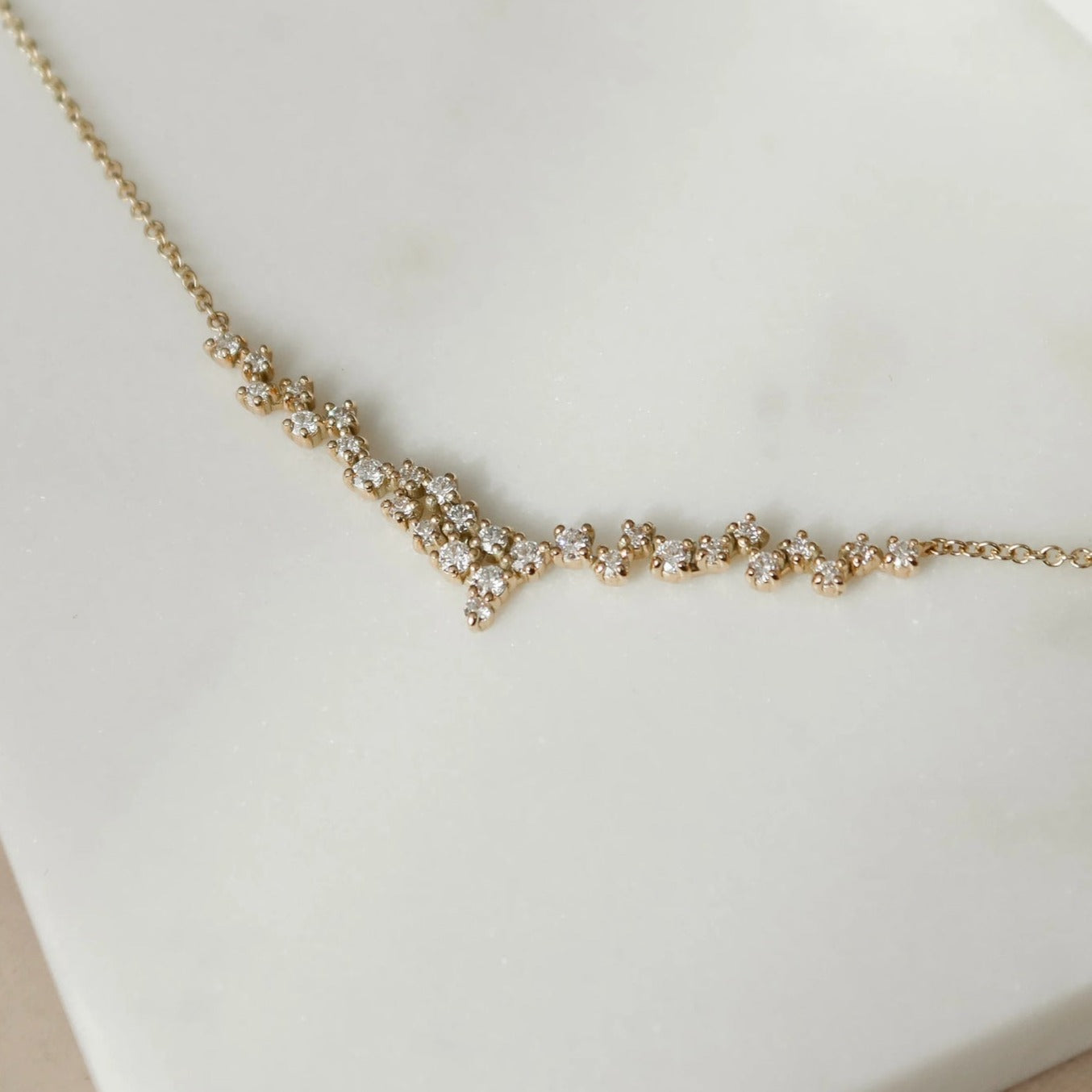 Diamond Cluster Necklace, Cluster Necklace in 14k Gold