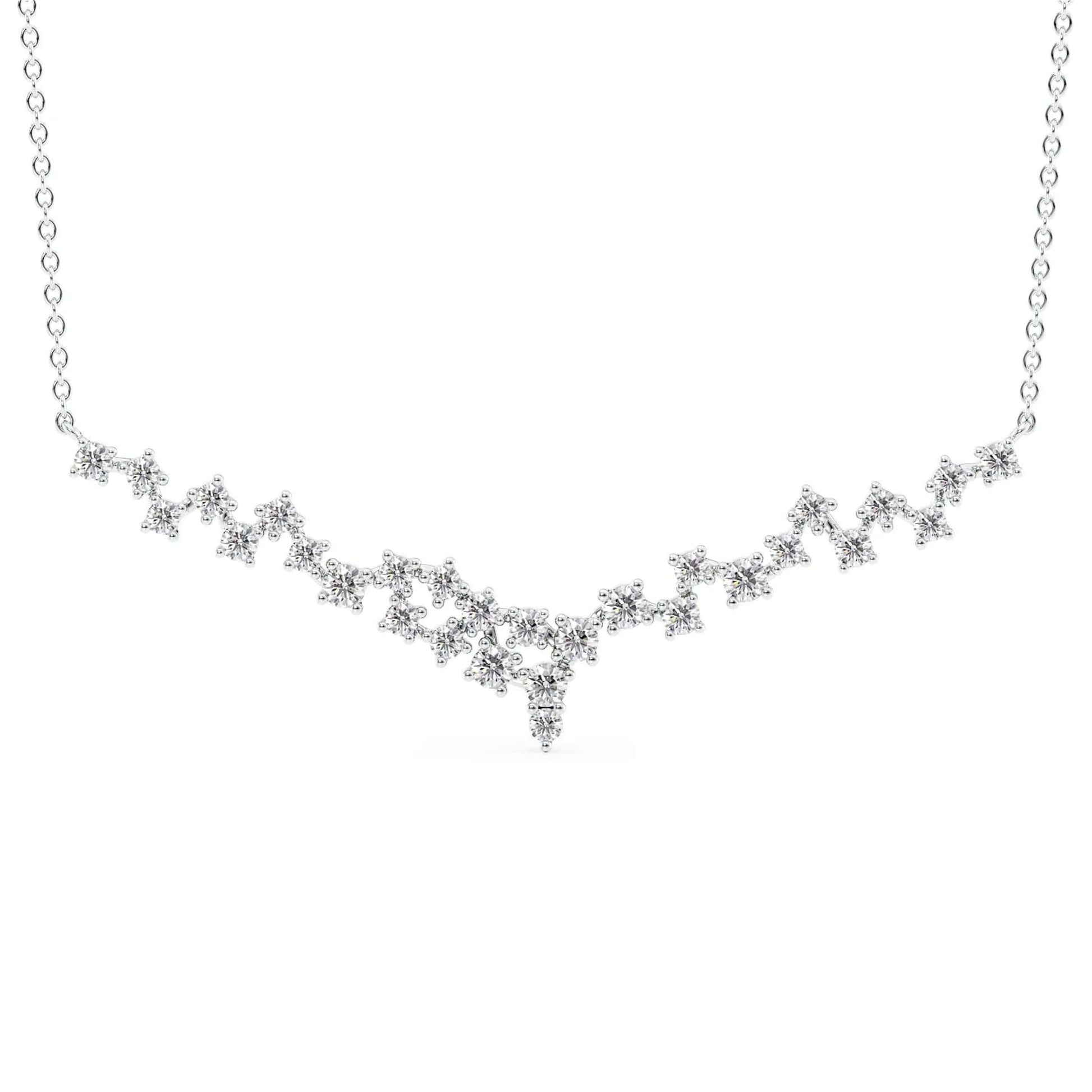 Diamond Cluster Necklace for Women, Dainty Diamond Necklace