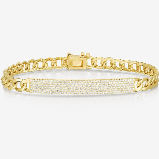 Diamond Cuban Chain Bracelet, 14k Diamond Bracelet