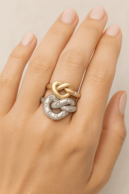 Diamond Curved Ring Wave Ocean Lover Gift Minimalist Wedding Band Anniversary Gift for Wife Solid White Yellow Gold Ring Small Diamond Ring