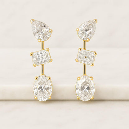 Diamond Earring Diamond Ear Climbers Stud Earring 14K Solid Gold Gift Earring For Her