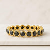 14K Gold Bezel Set Black Round Lab Grown Diamond Eternity Band For Her