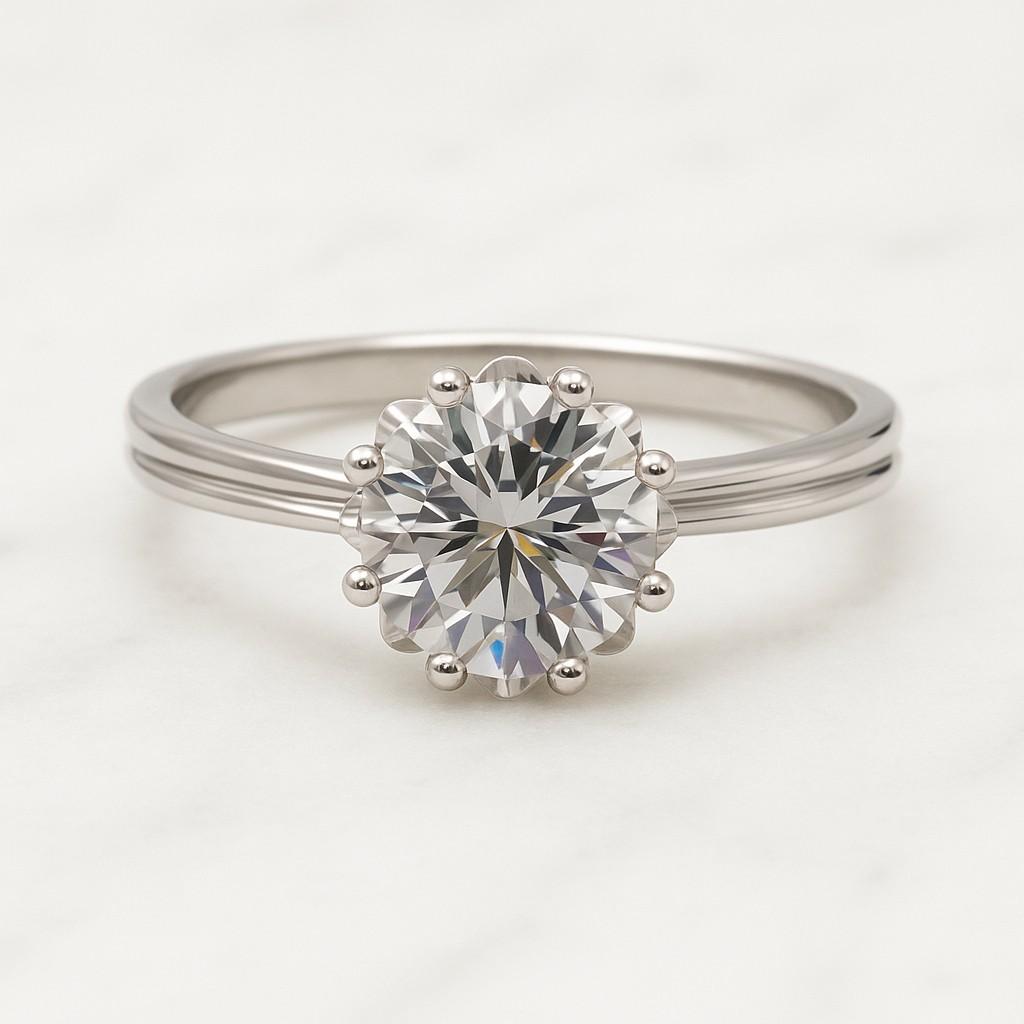 Diamond Engagement Ring Genuine Lab Grown Diamond Anniversary Ring Unique Proposal Ring for Her Six Claw Prong Setting Ring Gifts