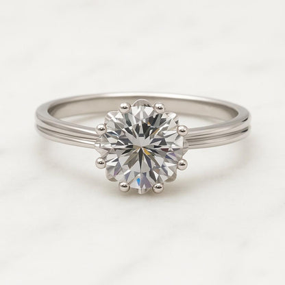 Diamond Engagement Ring Genuine Lab Grown Diamond Anniversary Ring Unique Proposal Ring for Her Six Claw Prong Setting Ring Gifts