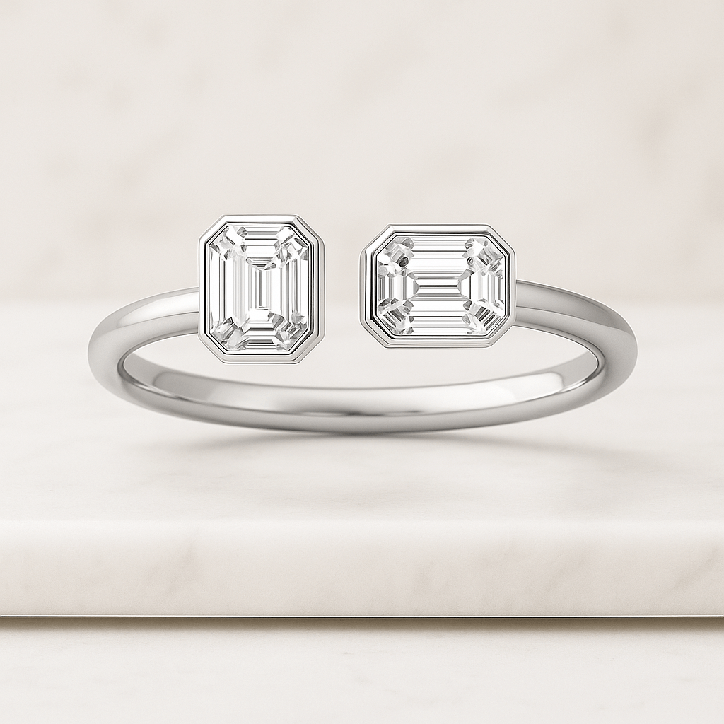 Toi Et Moi Engagement Ring Radiant and Pear Brilliant Diamond Proposal Ring Lab Grown Diamond Anniversary Gift Ring You and Me Wedding Ring