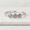 Round Rose Cut Lab-Grown Diamond Bezel Set Three Stone Engagement Ring
