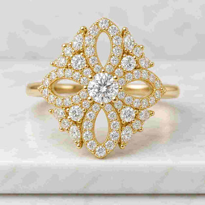 Diamond Engagement Ring Round Cut Ring Real Lab Grown Diamond Ring Anniversary Gift for Wife Unique Proposal Rings for Women Wedding Ring