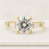 0.50 TO 3.00 CT Round Cut 3 Stone Hidden Halo Engagement Ring