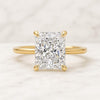 Hidden Halo Engagement Ring in 14K Yellow Gold Radiant Cut Promise Ring