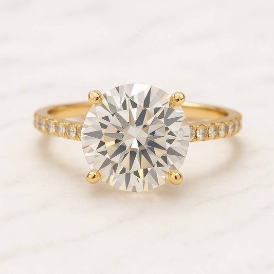 Diamond Engagement Ring Set Open Gap Wedding Ring Set Round Diamond Bridal Set Stacked Anniversary Ring Set