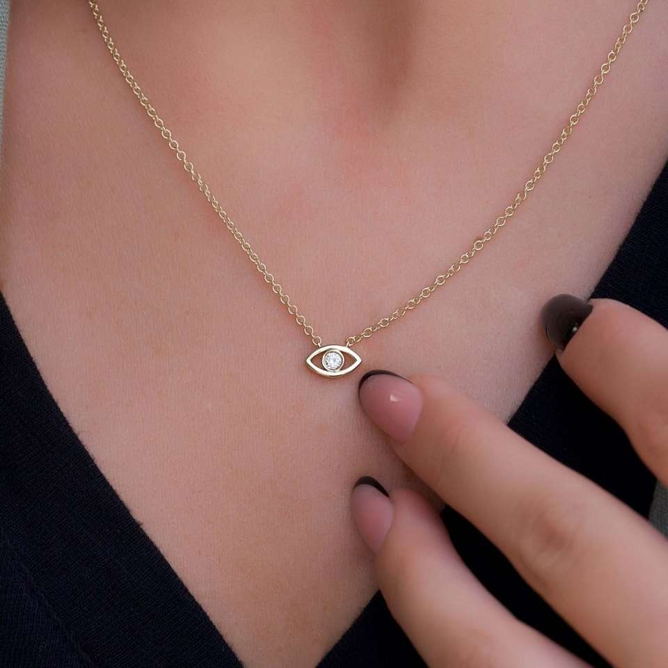 Diamond Evil Eye Pendant Necklaces