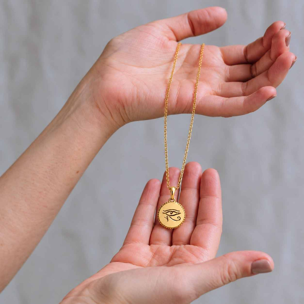 14k Gold Diamond Eye of Horus Necklace: Egyptian Protection Pendant
