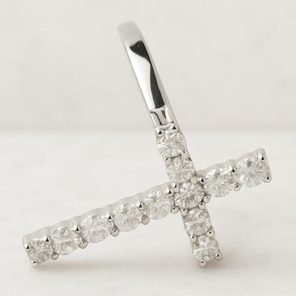 Diamond Geometric Wedding Band Pave Diamond Minimalist Religious Ring