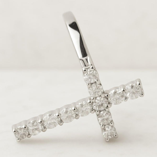 Diamond Geometric Wedding Band Pave Diamond Minimalist Religious Ring