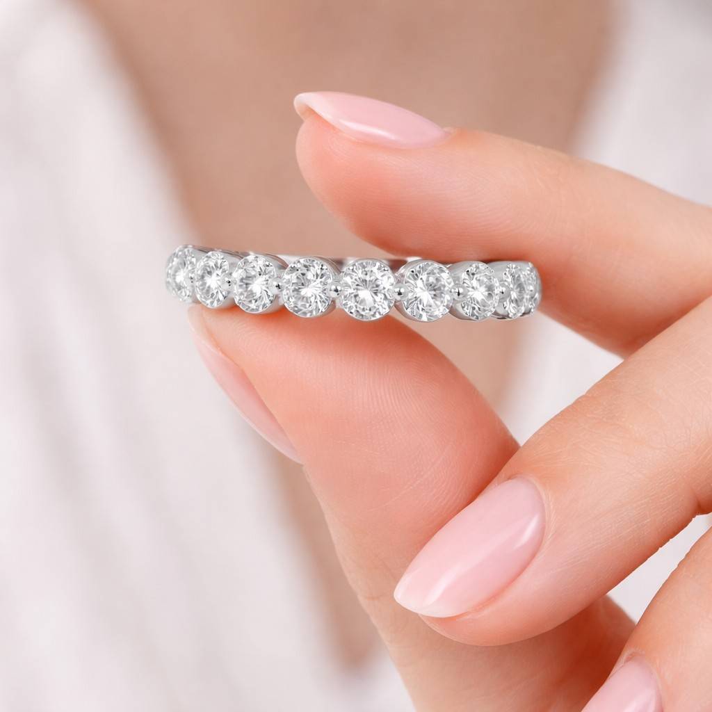 Diamond Half Eternity Band, 14k Solid Gold, Diamond Wedding Ring