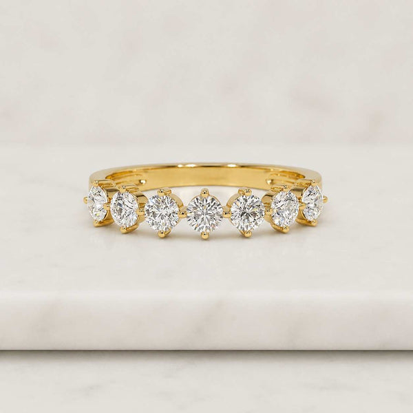 Diamond Half Eternity Band Dainty Wedding Ring Stacking Ring Gold Enhancer Ring Round Cut Wedding Ring for Women All Lab Grown Diamond Ring