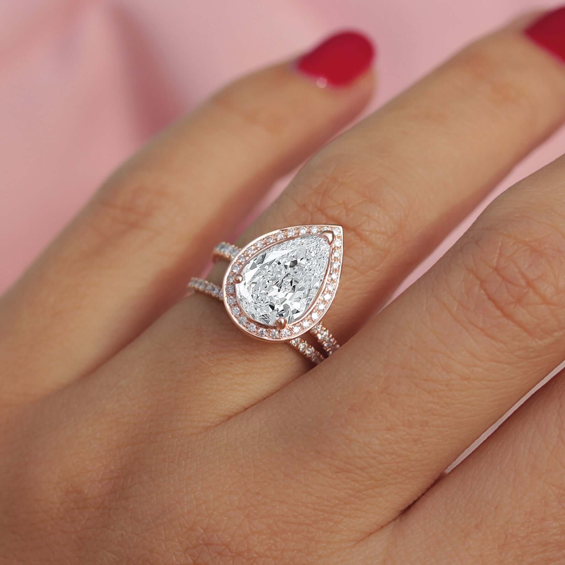 Diamond Halo Ring Prong Set Ring for Her