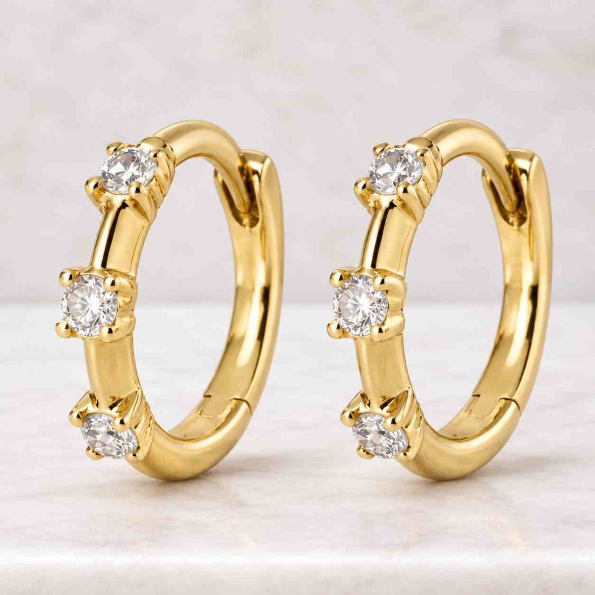 diamond hoop earring / diamond huggies / 14k solid gold huggie earrings / tiny hoop earrings / 10mm diamond hoop earring / last minute gift
