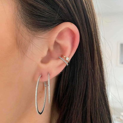 Diamond Hoop Earrings, Birthday Gift for Her