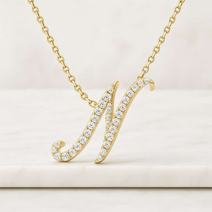 Diamond Initial Necklace in 14K Gold Custom Diamond Letter Pendant