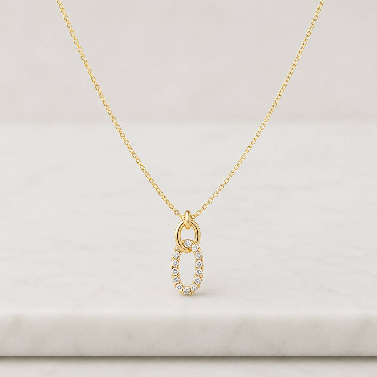 dainty diamond interlocking circles necklace