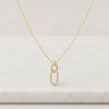 Yellow Gold Lab Grown Diamond Double Oval Link Pendant Necklace