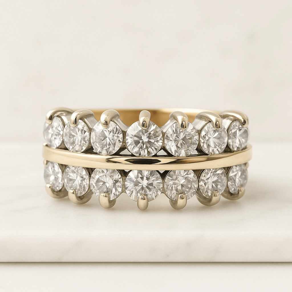 CVD Diamond Matching Band, 14K Solid Gold Band For Her