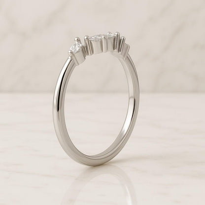 Diamond Mathing band women Handmade custom wedding ring Valentines day gift for her