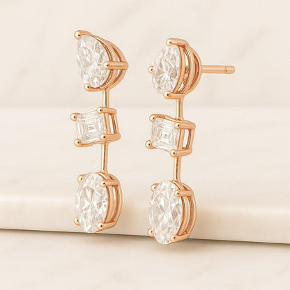Diamond Modular Earrings 18K Gold Plated Bezel Set Stud Earrings Add On Earrings Gift for Women