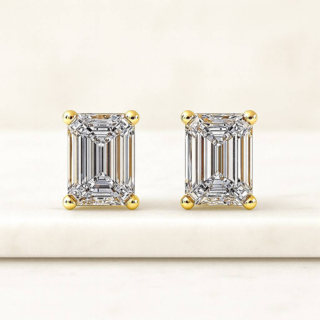 Diamond Moissanite Stud Earrings Round Cut 6 Prong Earrings Wedding Anniversary Jewelry