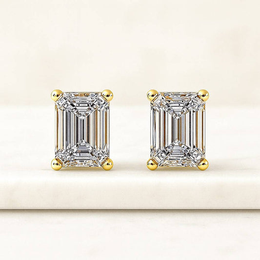 Diamond Moissanite Stud Earrings Round Cut 6 Prong Earrings Wedding Anniversary Jewelry