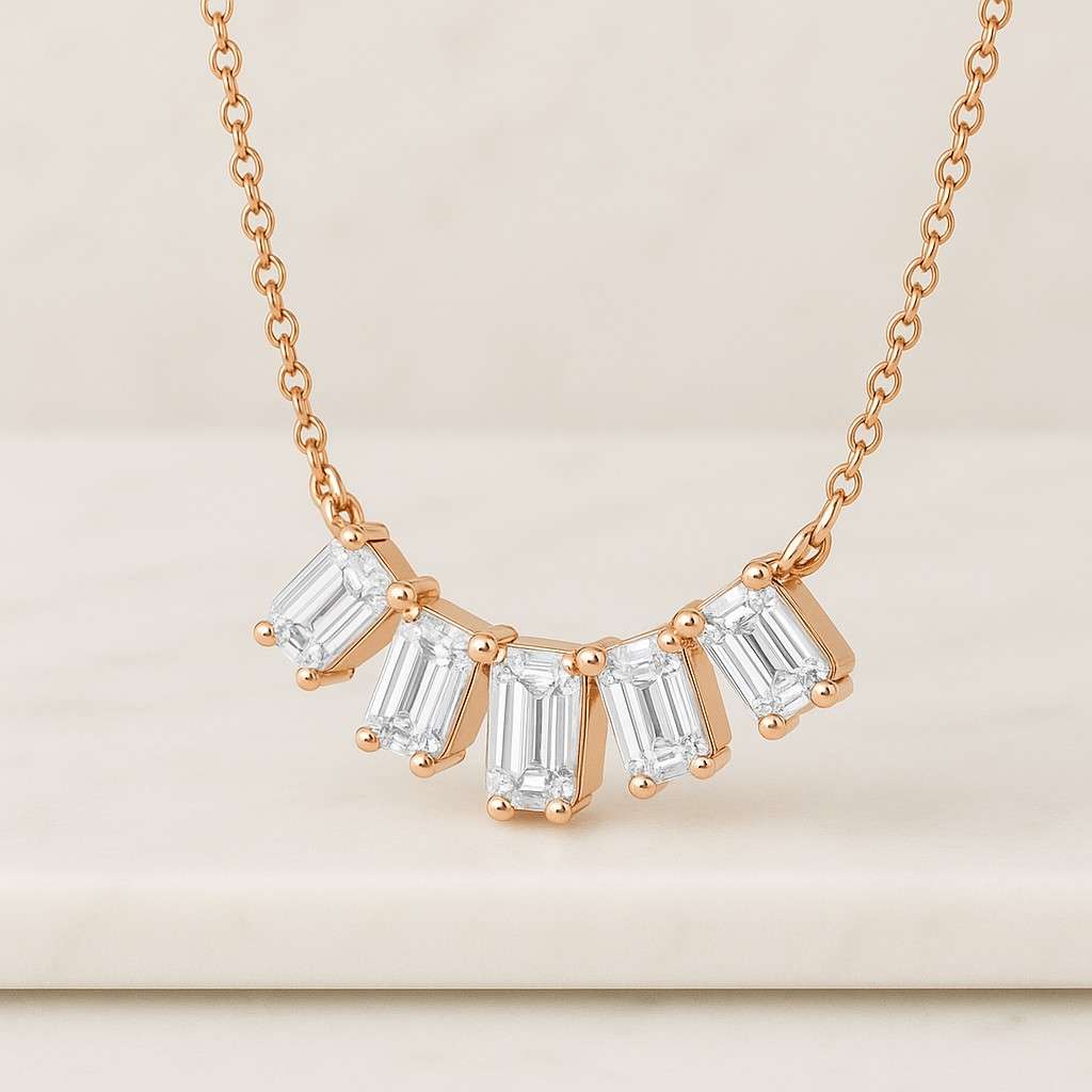 Diamond Necklace 14K Gold Lab Grown Diamond Solitaire Pendant