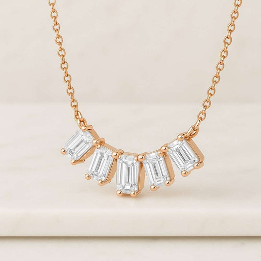 Diamond Necklace 14K Gold Lab Grown Diamond Solitaire Pendant