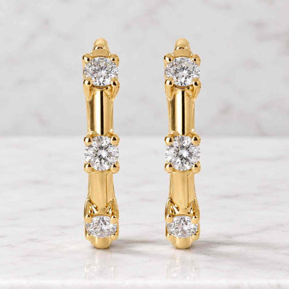 Diamond Pave Hoop Earrings: 14k Solid Gold Huggies