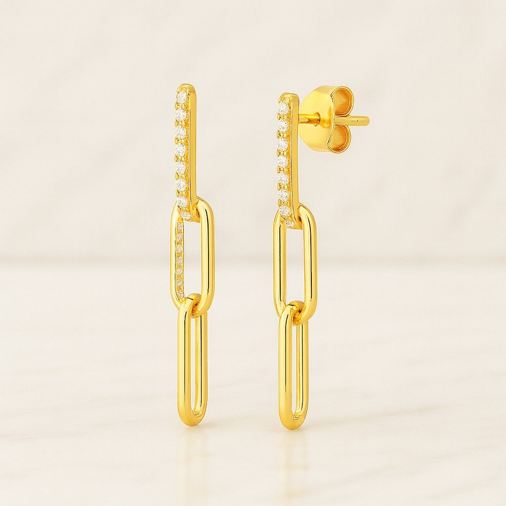 diamond pave link hoop earrings multiway dangle cloud earrings petite paperclip cable chain earrings trending gold statement jewelry