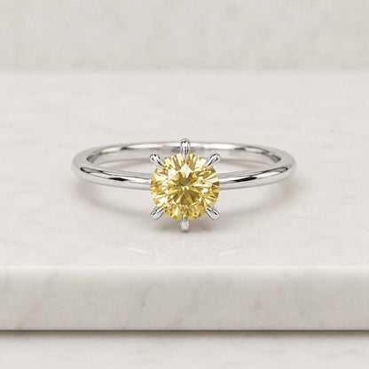 Round Brilliant Diamond Promise Ring for Her Lab Grown Diamond Engagement Ring Solitaire Ring for Women Simple Wedding Ring for Bride Gift
