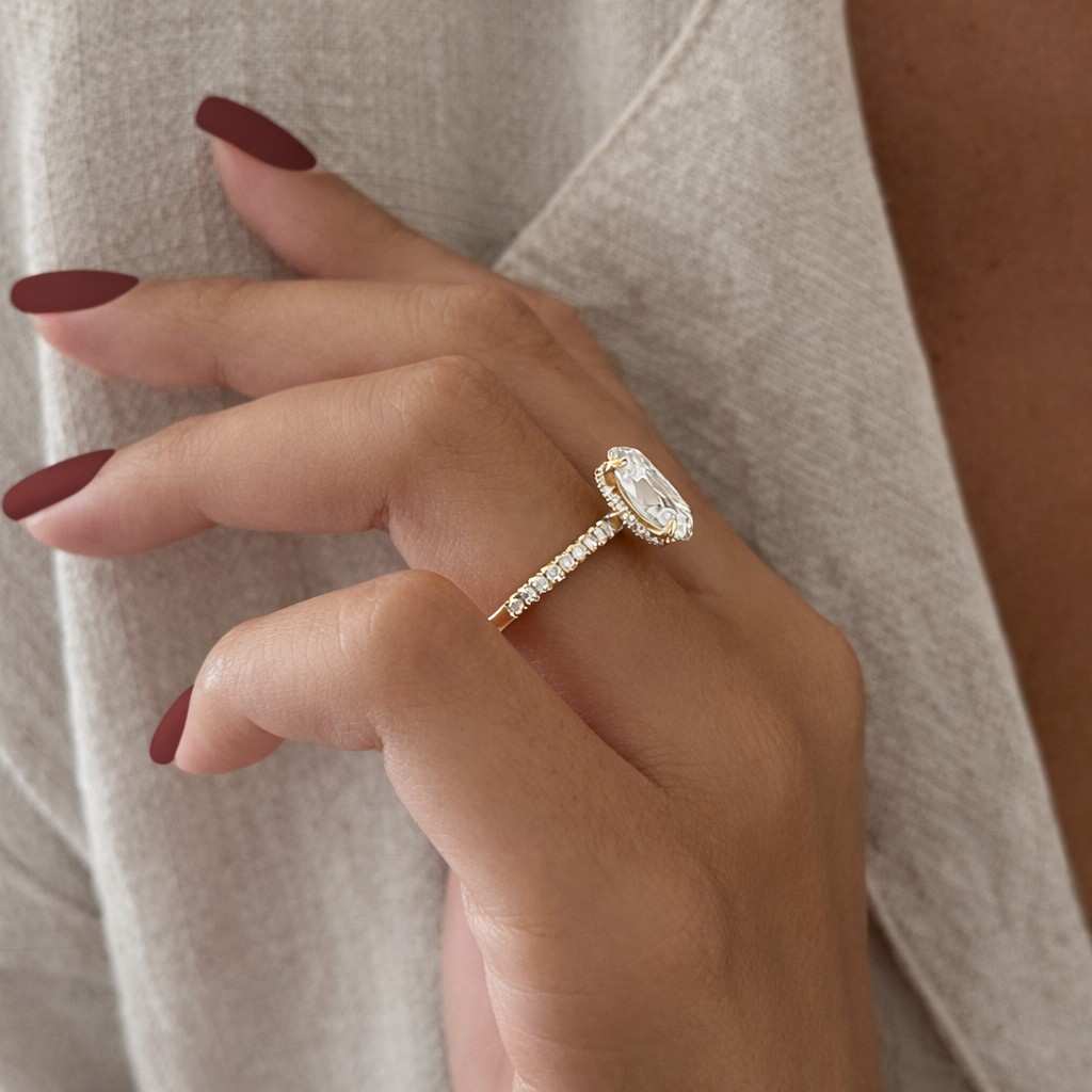 Diamond Proposal Gift Ring Lab Grown Diamond Anniversary Ring 5 Stone Engagement Ring for Her Round Diamond Ring Unique Birthday Ring Women
