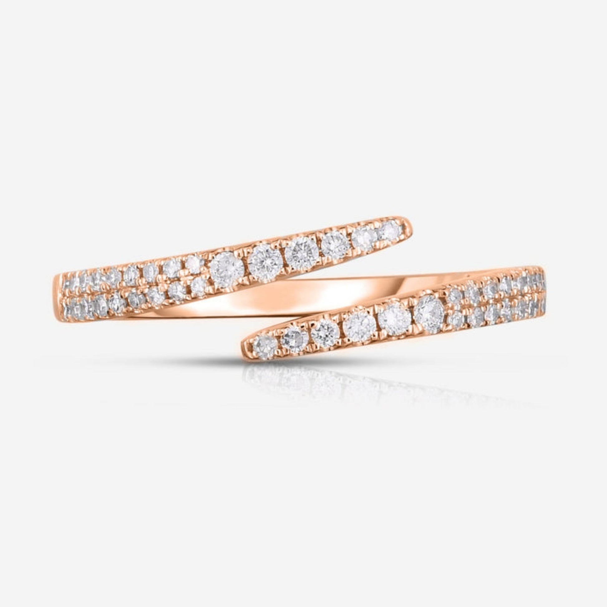 Diamond Ring- Bypass Ring Moissanite Band- Wedding Band