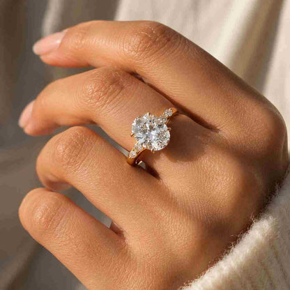 Diamond Ring, Genuine Lab Grown Diamond Ring, Perfect Proposal Ring for Her Solid White Rose Yellow Gold Ring